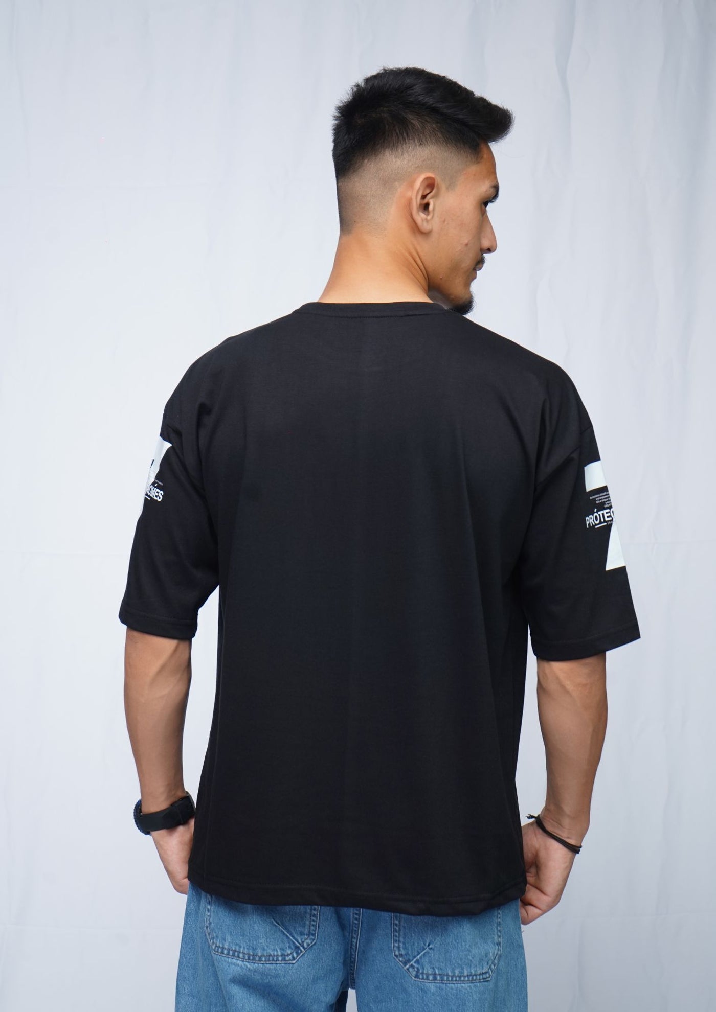 LA 76 black oversized t shirts drop shoulder